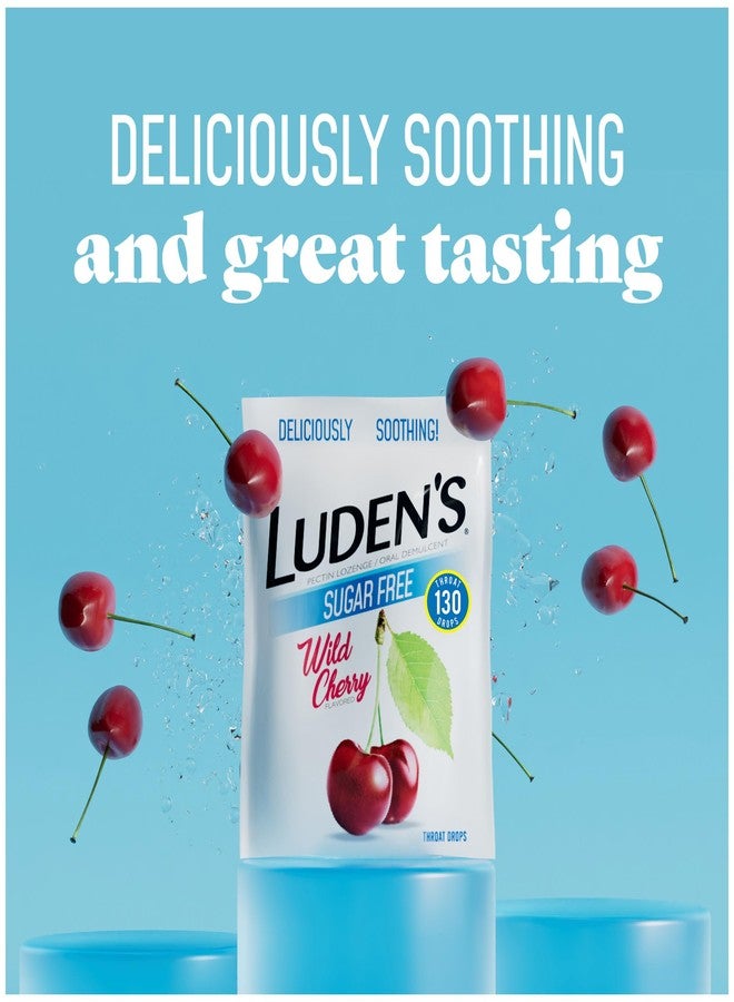Luden's Sore Throat Relief Lozenges for Minor Everyday Irritation & Dry Mouth, Sugar Free Wild Cherry Flavored Drops, 130 Count - Image 2